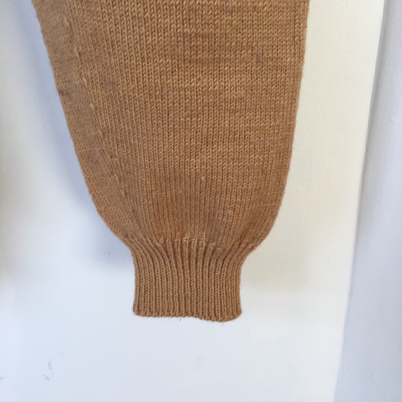 Handmade Knit Sweater Pants jogger Tan Wool S-M - Picture 4 of 7